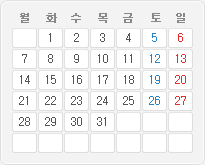 2014년 7월 달력이미지