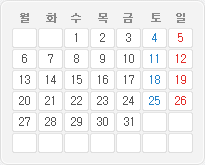 2015년 7월 달력이미지